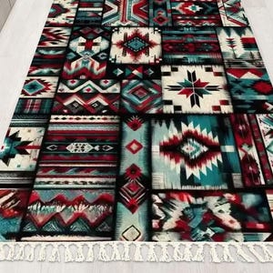 Patchwork Aztec Rug Geometric Tribal Carpet Rustic Western Kilim Floor Mat 60&quot;x36&quot; Southwestern Area Accent Bohemian Room Tribal Gift Accent