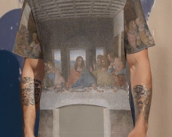 Leonardo Da Vinci La Última Cena Camiseta de algodón Camiseta religiosa Regalo Hombre Unisex Mujer Barroco Alta Costura Renacimiento Historia del Arte Club de Navidad
