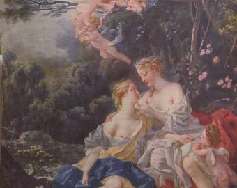 François Boucher, "Diana and Callisto” Cherub Couch Pillow w/ Inserts Victorian Putti Baroque Angel Rococo Mythology, Gift for Art Lover