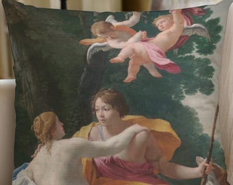 Simon Vouet Venus and Adonis Cherub Couch Pillow w/ Inserts  Putti Baroque Angel Rococo Victorian Greek Mythology, Gift for Art Lover, Cupid