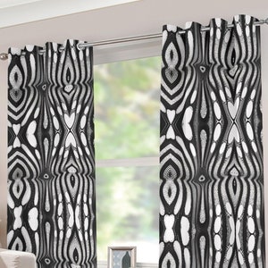 Abstract Geometric Grommet Blackout Curtains Opaque Curtain Drapes Thick Opaque Room Darkening Window Shade Living Room Bedroom