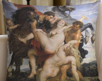Peter Paul Rubens Daughters of Leucippus Couch Pillow w/ Inserts Floral Putti Baroque Angel Rococo Victorian Art Nouveau Decor Gift Romantic