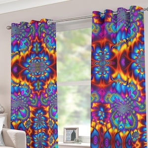 Fractal Psychedelic Grommet Blackout Curtains Opaque Curtain Drapes Thick Opaque Room Darkening Window Shade Living Room Bedroom Man Cave