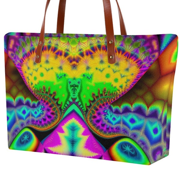Tie Dye Spiral Tote, Waterproof Tote Bag, Festival  Psychedelic, Tie Dyed Tote, Trippy Tote Bag,Tie Dye Festival Tote, Statement Hippie Gift
