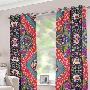 Patchwork Grommet Blackout Curtains Opaque Curtain Drapes Thick Opaque Room Darkening Window Shade Living Room Bedroom Cottagecore FarmHouse