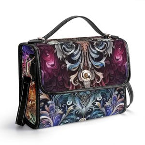 Cartera de piel auténtica barroca, bolso de mano rococó de piel con motivos florales, bolso de hombro de lujo, bolso de mensajero barroco, cartera barroca, bolso de hombro