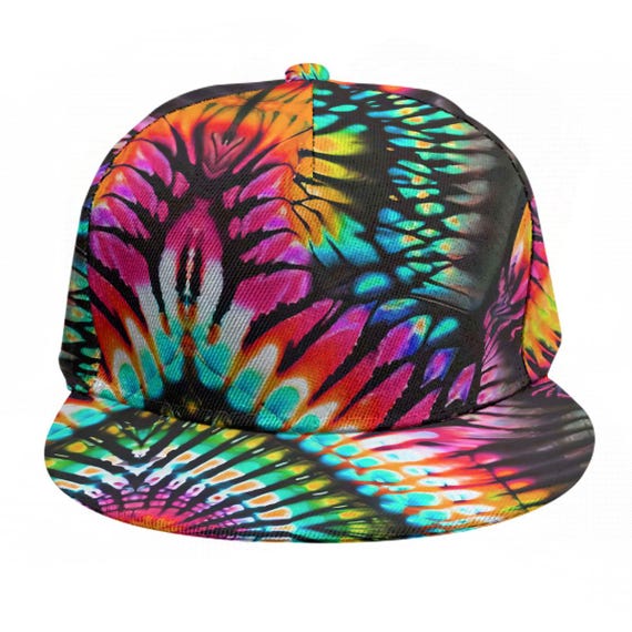 Psychedelic Trippy Hat Tie Dye Cap Pink Blue Black Baseball  display picture 3