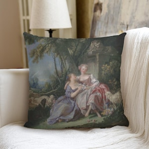 Cojín de sofá "Cartas de Amor" de François Boucher con insertos, estilo floral, barroco, mitología, rococó, victoriano, art nouveau. Regalo para amantes del arte.