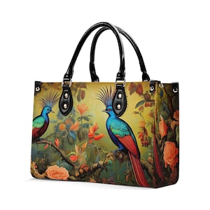 Bolso de mano de cuero de lujo con diseño de pájaro exótico, cartera con asa superior, bolso de mano de cuero genuino, bolso de hombro de alta costura, Himalayan Monal