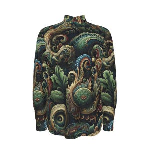 Men’s Paisley Shirt, Bohemian Floral Shirt, Long Sleeve Cotton Shirt, Big Men’s Sizes, Dress Shirt Gift for Him, Casual Oxford.