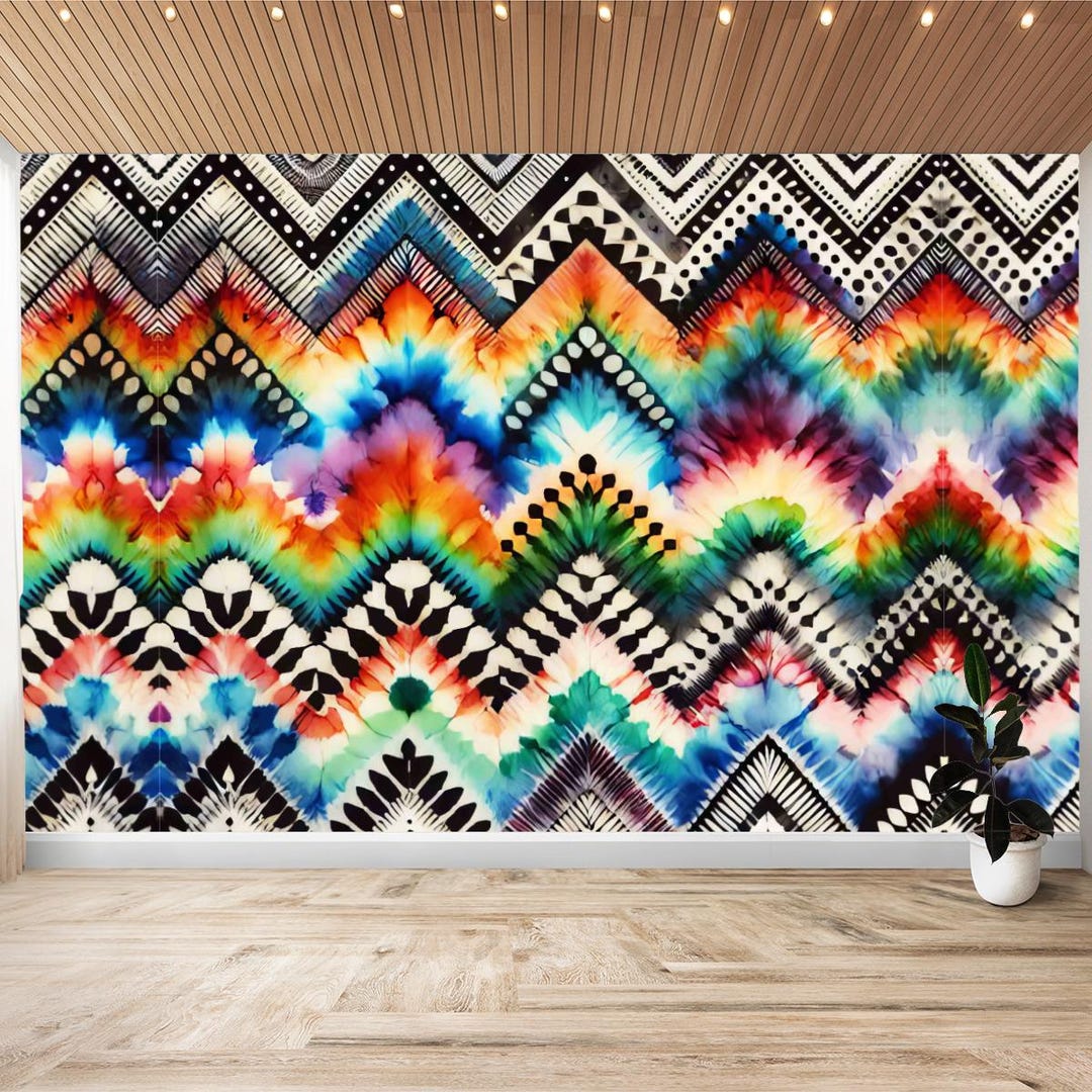 Chevron Tie Dye Wallpaper Peel and Stick, Vinyl Wall Mural, DIY Home ...