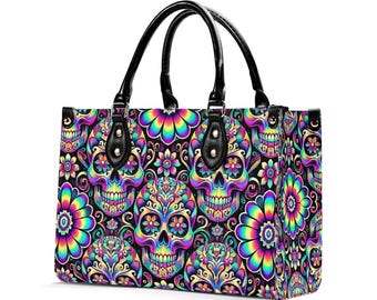 Day of the Dead Sugar Skull - Borsa a tracolla messicana con cerniera, Multicolore, Taglia unica