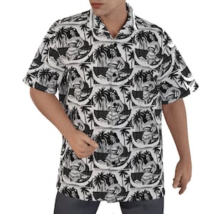 Cotton Hawaiian Shirt Aloha Hula Luau Tie Dye Mens Short Sleeve Gift Mans Bowling Button Up Vibrant Gift Retro Rockabilly Surf Palm Trees