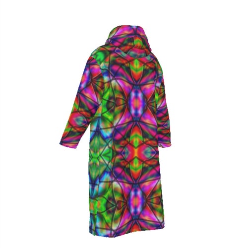 Psychedelic Puffy Furry Puffer Jacket Tie Dye Long Fleece shops Zip Up Unisex Coat Windbreaker Quilted Men Woman Hip Hop Streetwear Urban Cozy