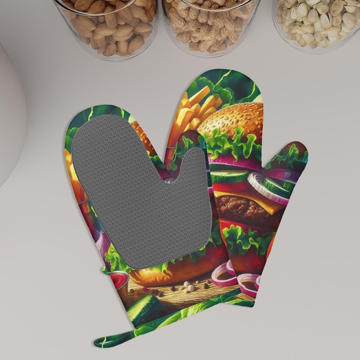 Guanti Da Forno In Silicone - Resistenti Al Calore Per Barbecue Con Dita Per Grigliate~p150318465