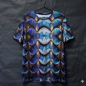 Futurystyczna, barokowa koszulka z krótkim rękawem i wyrazistym wzorem unisex, koszulka Rave Techno Poly Streetwear, Psy Blue Gift Festival, okrągły dekolt, sportowa siateczka