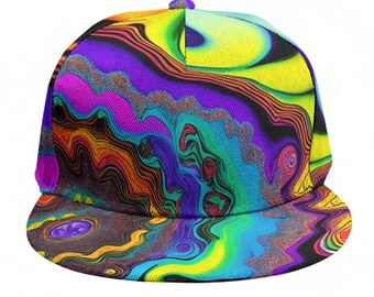 Psychedelic Trippy Liquid Baseball Cap Trucker Hip Hop Rave Dj MC