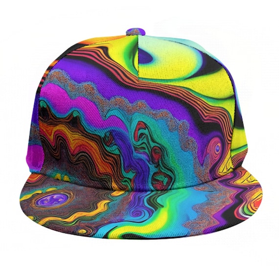 Psychedelic Trippy Liquid Baseball Cap Trucker Hip Hop Rave Dj MC