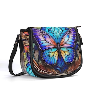 Bolso de piel auténtica con diseño de mariposa, bolso de piel de grano superior, bolso de mano con cristales de colores, regalo para ella, bolso de hombro de lujo, cartera bohemia