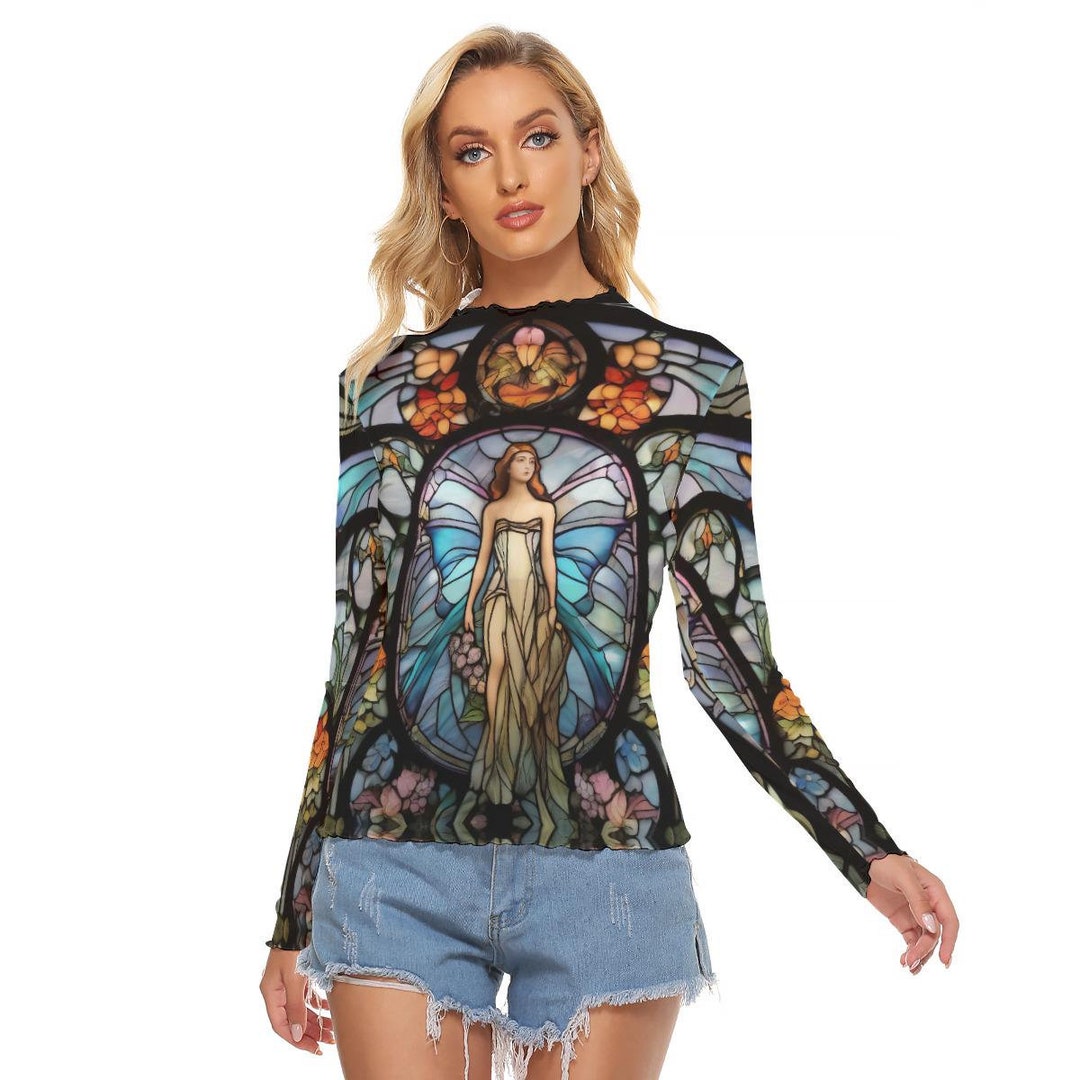 Art Nouveau Fairy Mesh See Thru Top Blouse , Second Skin Tight Shirt ...