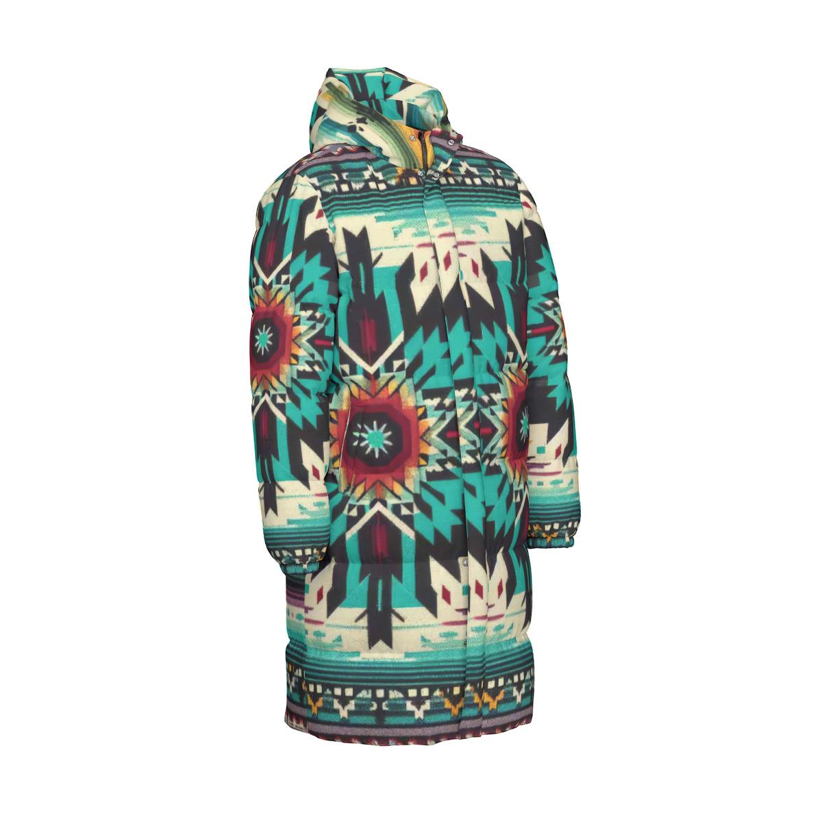 Southwestern Puffer Coat, Aztec Western Puff, Genuine Duck Down Jacket ...