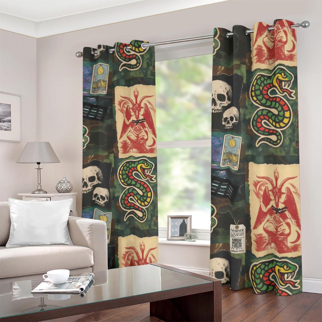 Tarot Baphomet Cobra Grommet Blackout Curtains Room Darkening Drapes ...