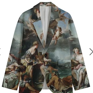 Art Couture Blazer, Cotton Suit Jacket, Rococo Sports Coat Mens Mans Big Tall Man Couture Bohemian Runway Show Stopper Streetwear Victorian
