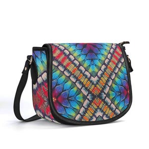 Bolso de piel con efecto tie-dye, bolso de piel auténtica de grano superior, bolso de hombro de lujo silencioso, cartera hippie, bolso de festival con efecto tie-dye psicodélico