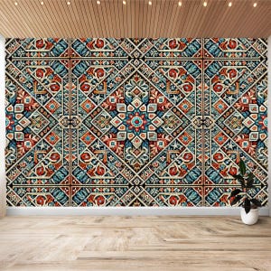 Carta da parati in broccato barocco staccabile e attaccabile, murale in vinile, decorazione fai da te per la casa, adesivo da parete, jacquard floreale norvegese, Fair Isles, islandese