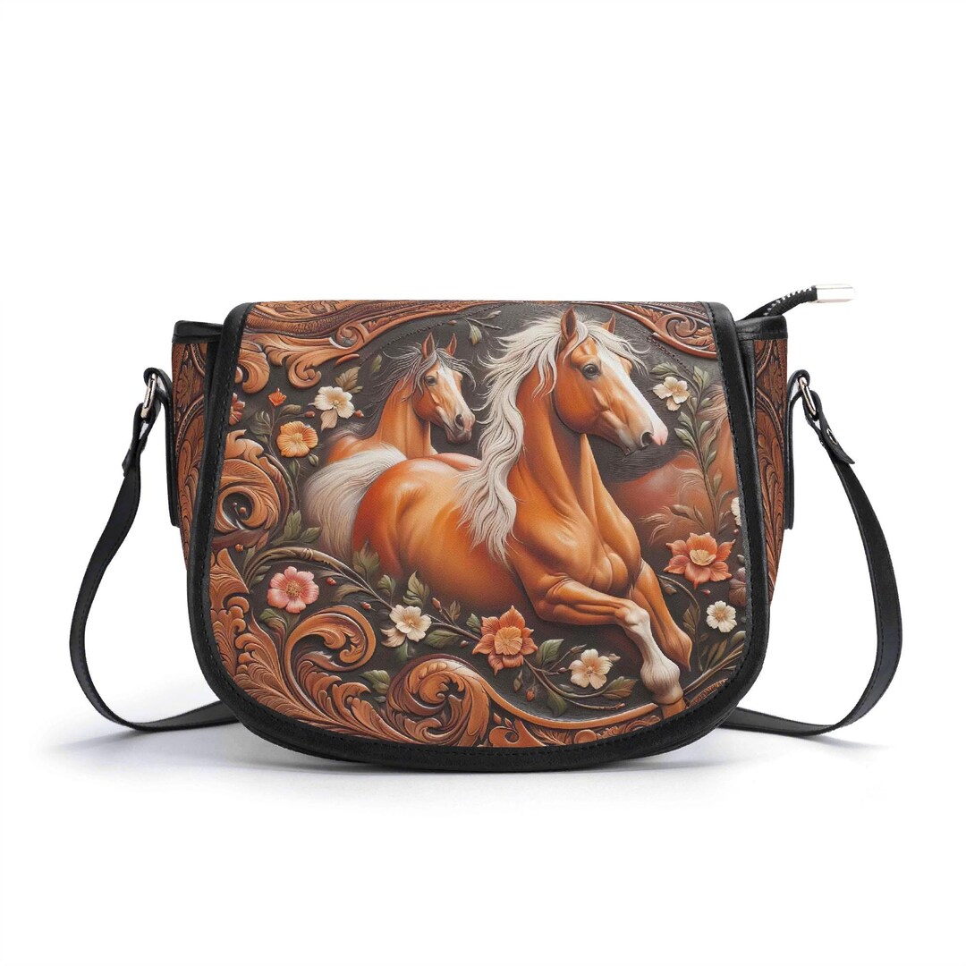 Sac De Selle Western En Cuir Véritable – Trail – 10x10x3.5 Cm – Neuf