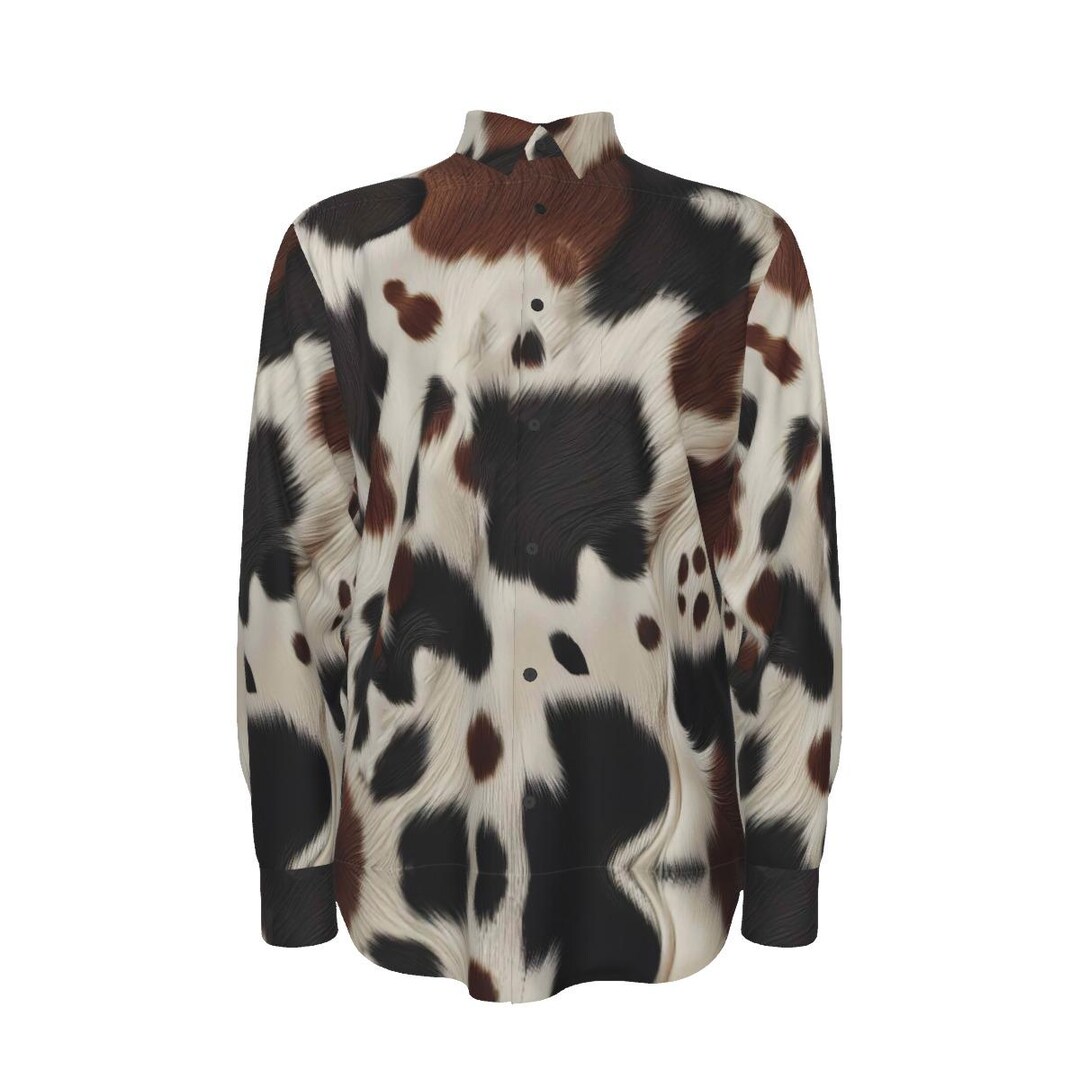 Cow Print Dress Shirt, Cotton Button Down, Western Cowboy Gift for Man ...