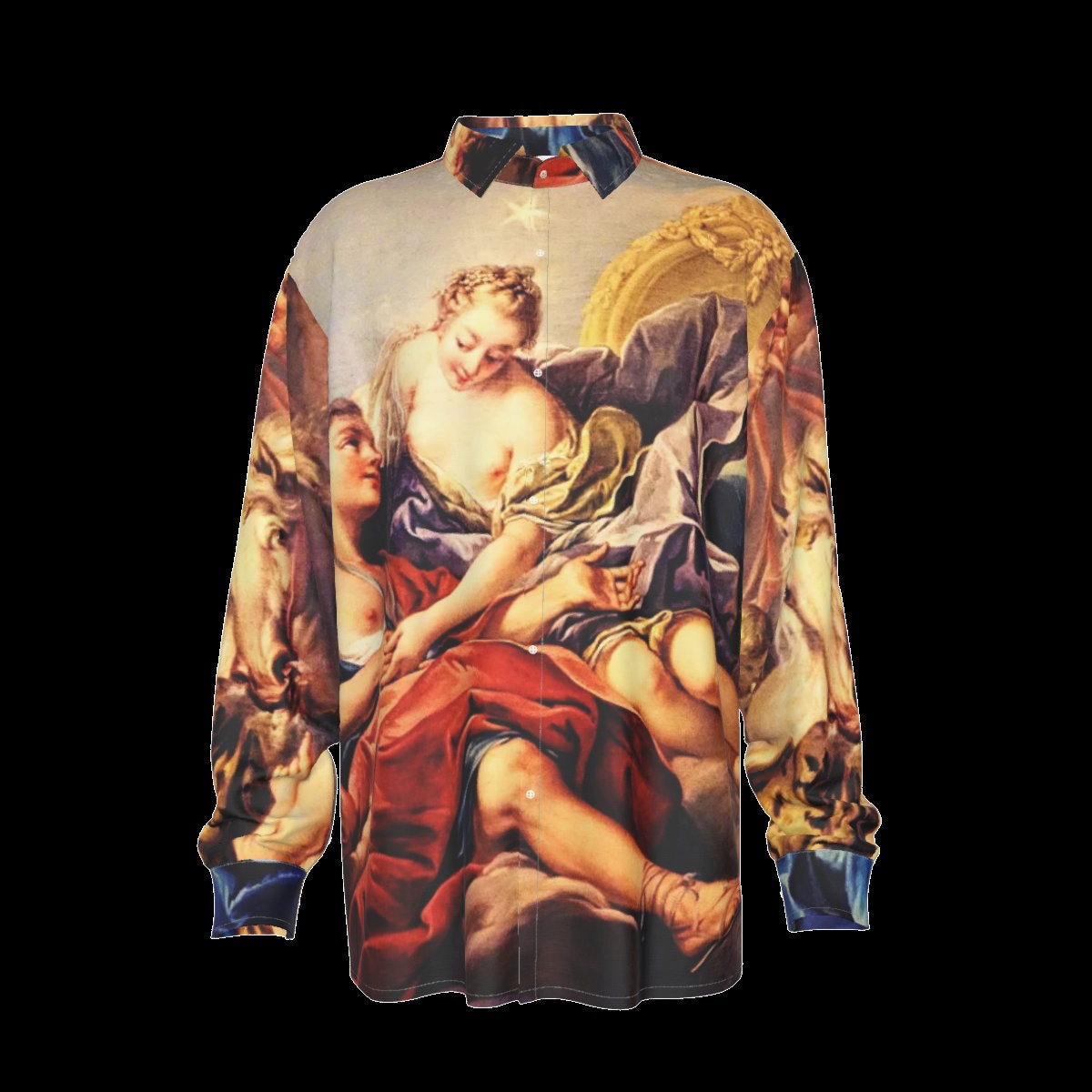 Dress Shirt Couture Baroque Boucher Aurora Gothic Mythology Greek Long Sleeve Imitation Silk Satin Equestrian Victorian Baroque Rococo