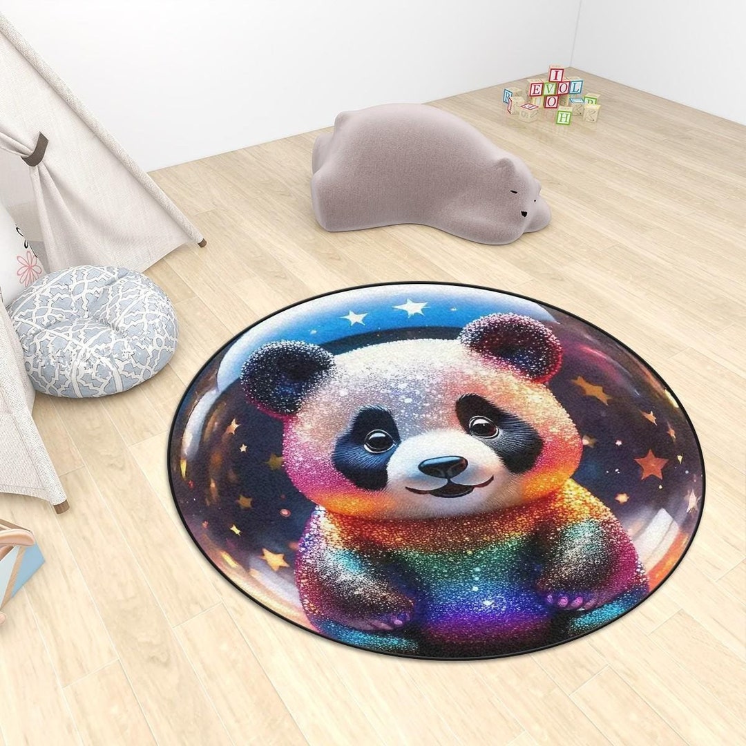 Cute Panda Bear Round Rug, Optical Illusion 3d Rugs, Circle Mats ...
