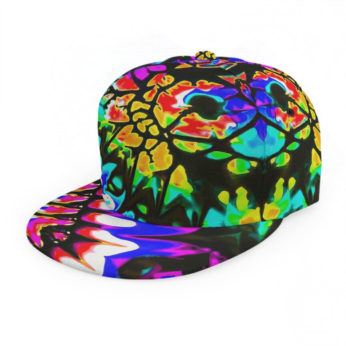 Psychedelic Trippy Hat, Tie Dye Cap, Blue Rainbow Baseball