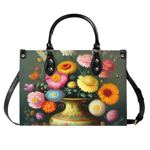 Bolso de mano de piel auténtica Kadupul, cartera con ramo exótico, cartera de piel con flores, bolso de mano con margaritas de Gerber, bolso de hombro de alta costura de lujo, regalo