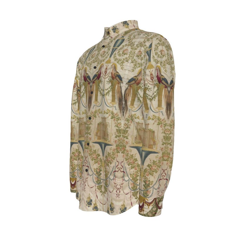 The Pheasants from the Verdures of the Vatican Tapestry Cotton Shirt Mens Oxford Victorian Long Sleeve Jean Démosthène Dugourc Cottagecore image 5