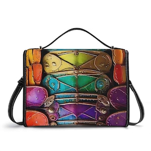 Cartera de cuero genuino Chakra, bolso de mano rococó de cuero medieval, bolso de hombro de lujo, bolso de mensajero arcoíris, cartera de armadura, bolso de hombro