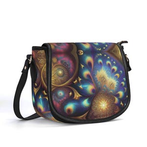 Bolso de piel auténtica psicodélico, bolso de piel de grano superior, bolso de mano con diseño de pavo real, regalo, bolso de hombro de lujo silencioso, cartera barroca, gótico