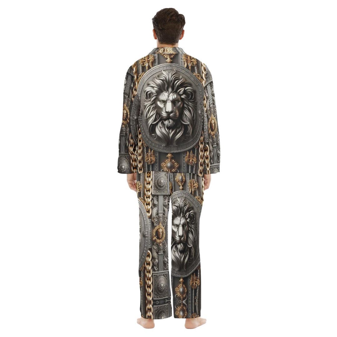 Baroque Lion Satin Pajamas for Men, Rococo Sleepwear Gift, Couture ...