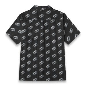Damaged Youth Cotton Shirt Button Up Collared Short Sleeve Handmade Oxford Pocket, Punk Rock Pocket Retro Rockabilly Gift, Black Silver image 7