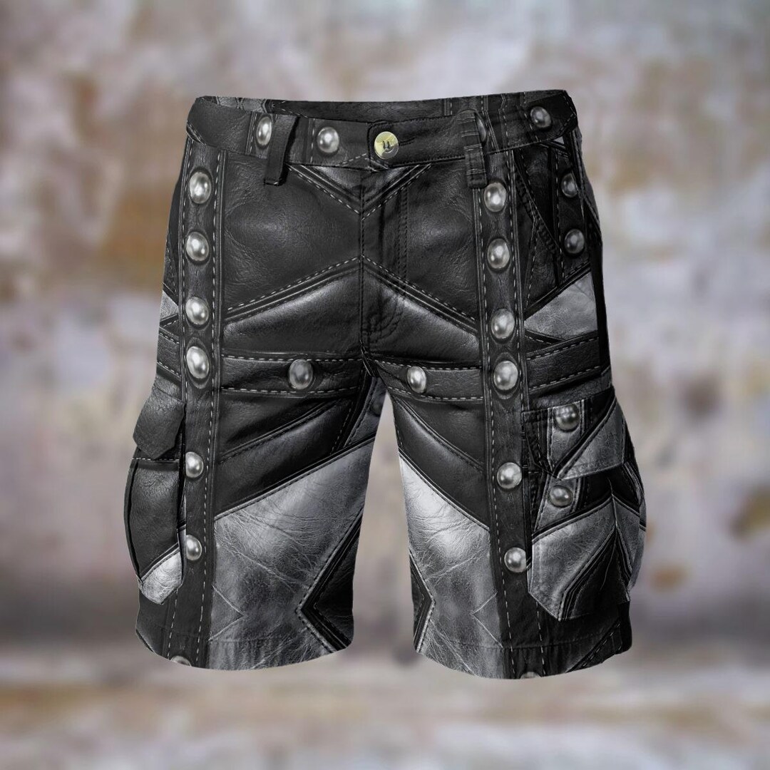 Gothic Industrial Chrome Chaps Mens Cargo Shorts Comfortable 3d Punk ...