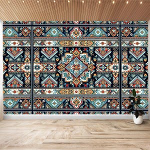 Carta da parati Fair Isles staccabile e adesiva, murale in vinile, decorazione fai da te per la casa, adesivo da parete, jacquard floreale norvegese, Fair Isles islandese persiano