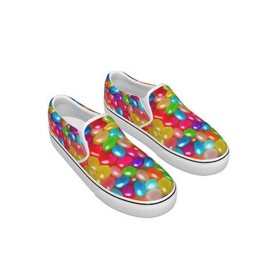 Jelly Bean Loafers, Mens Slip on Sneakers Skate Skateboard Lounge Gift  Rave Shoes, Summer Festival Casual Trippy Canvas Footwear Loud Gift