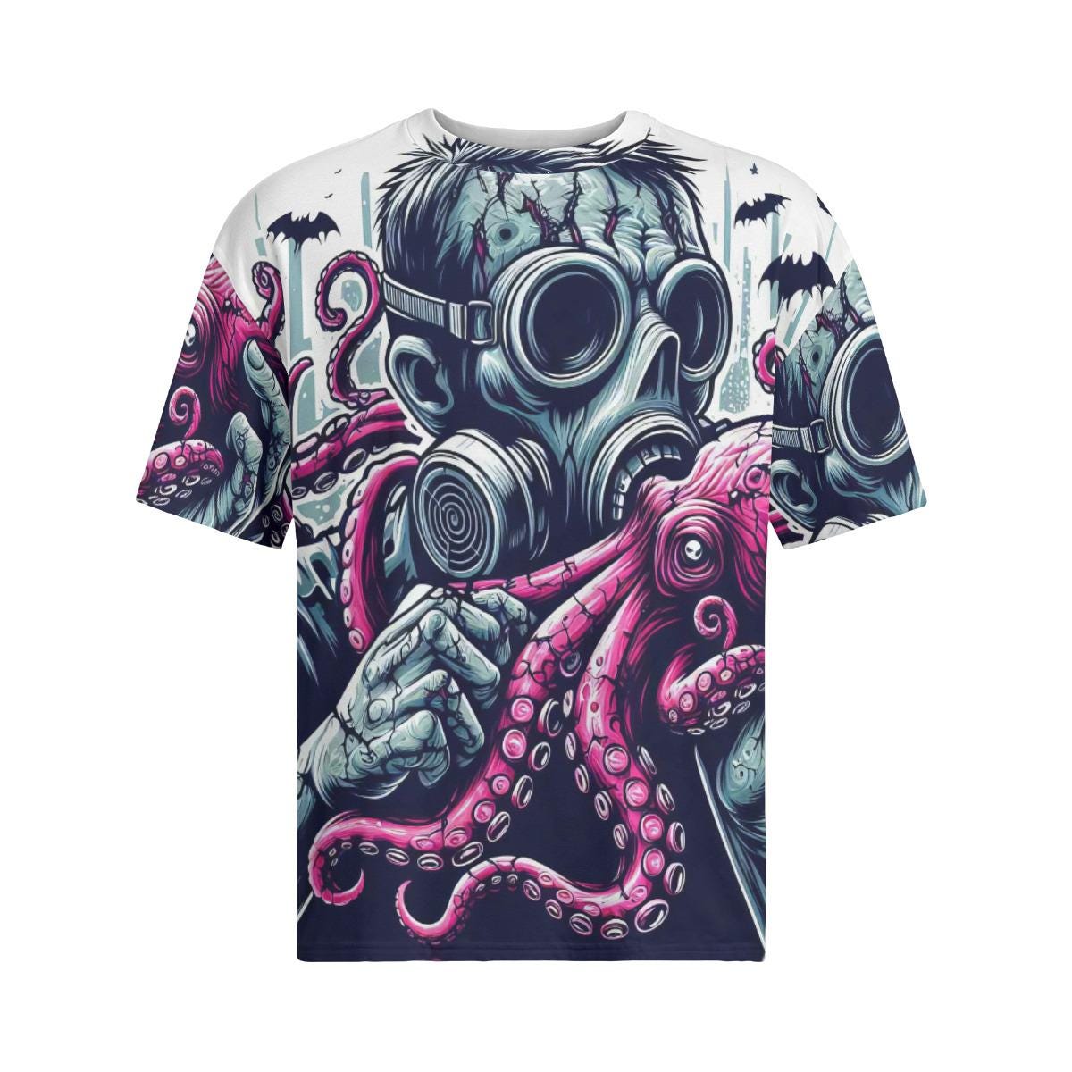 Octopus Gas Mask Oversized 100% Cotton Tee Shirt Unisex T-Shirt