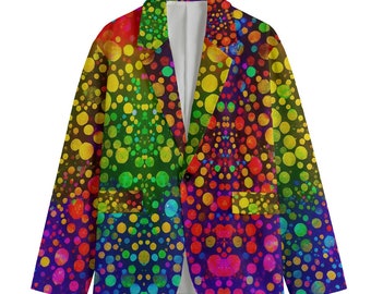 Confetti Rainbow Glitter Tie Dye Cotton Blazer Suit Jacket Sports Coat Mens Big Tall Regular Man Psychedelic Boho Dinner Bohemian Festival