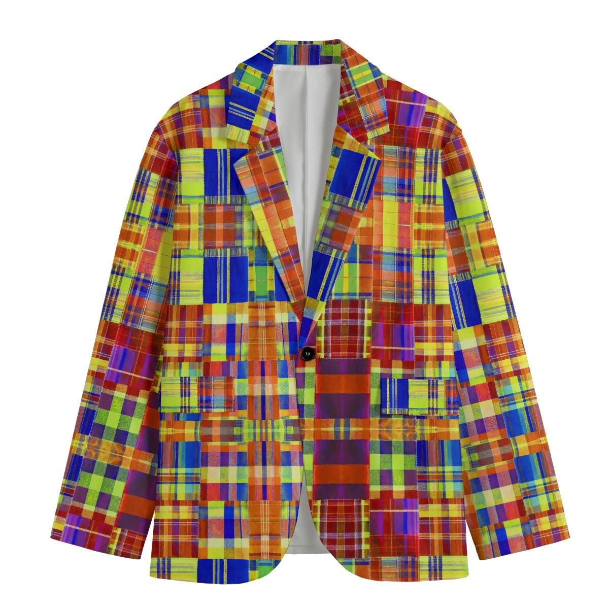 Tropical Madras Patchwork Plaid Mens Sports Coat Blazer Suit Jacket Island  Country Club Preppy Resort Loud Windowpane Tartan Blackwatch Neon