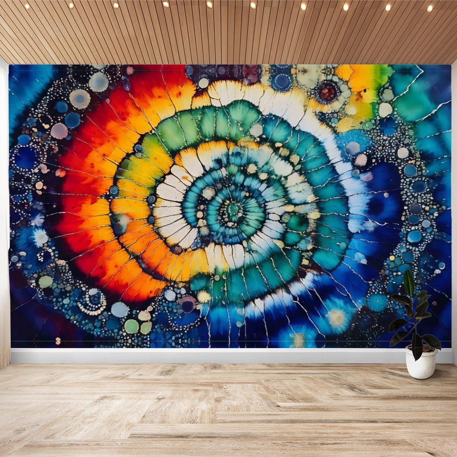 Blue Spiral Tie Dye Wallpaper Peel and Stick, Vinyl Wall Mural, DIY ...
