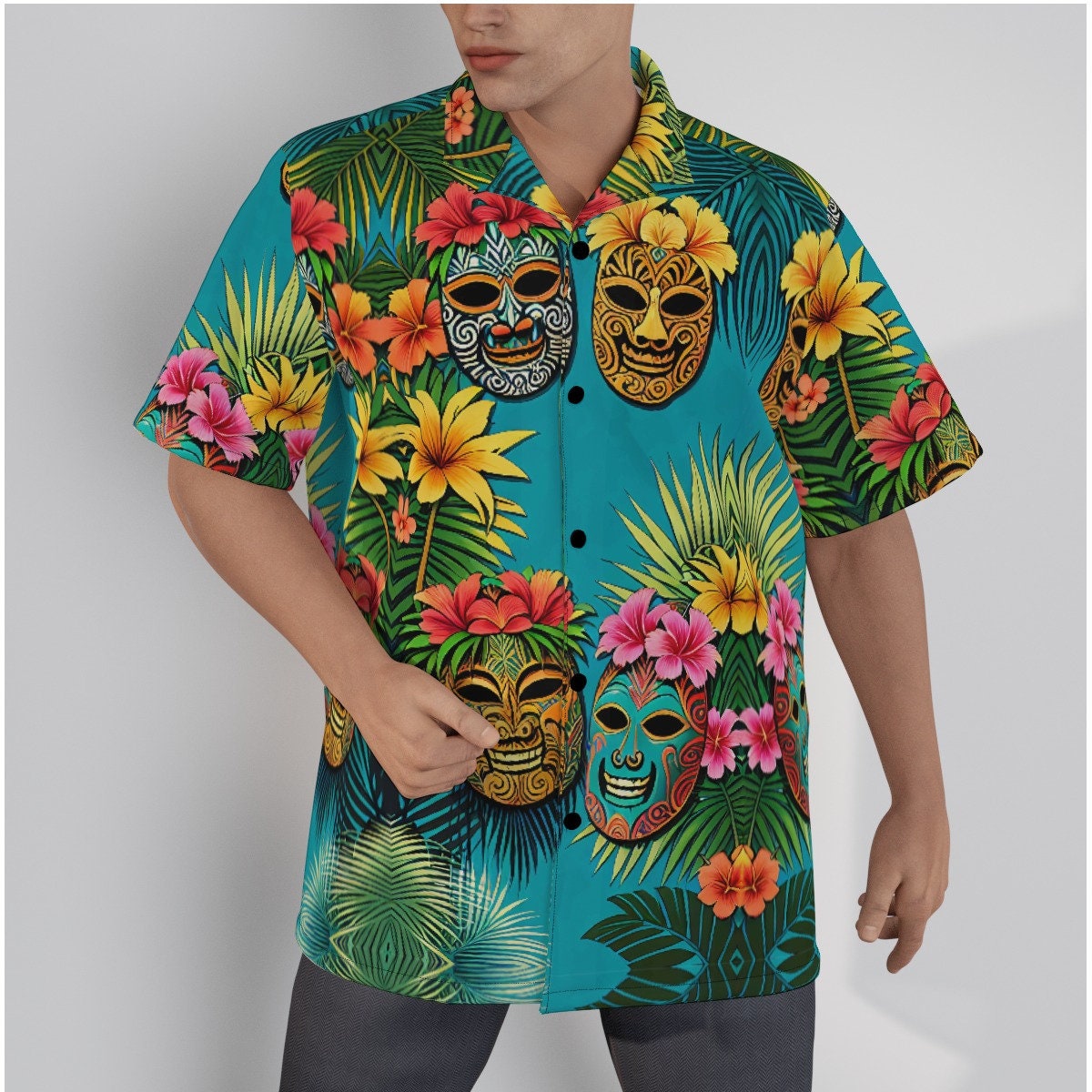 VISESUNNY Men's Funny Raccoon Print Hawaiian Shirt - Short Sleeve Aloha Beach Shirt, Quick Dry, Lightweight, Multicolor Large