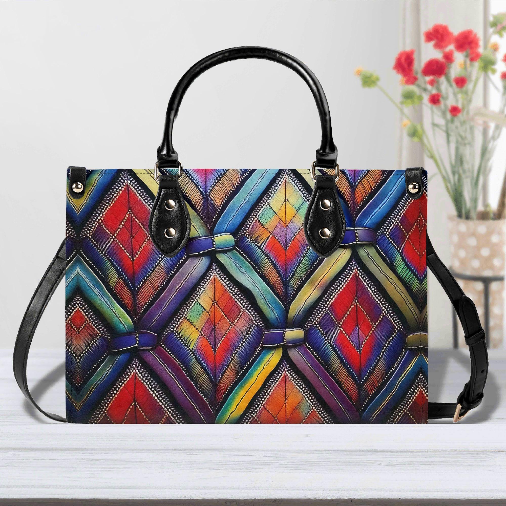 Colorful Patterned Women Bag Emma & Sophia Large Handbag Purse Crossbody Floral Canvas  main image 3