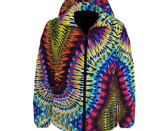 Number 1 Sun Vintage Ski Jacket Rainbow Colors, Medium Puffer